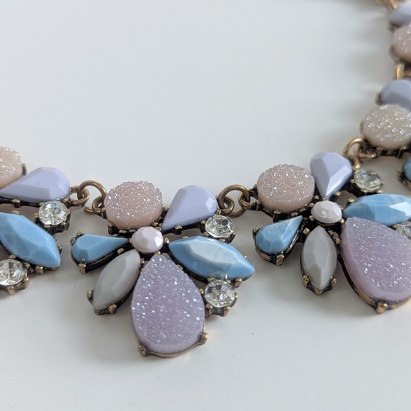 Charming Charlie Rhinestone ,Pink, Moonglow Blue Matte Statement Necklace - Picture 2 of 7
